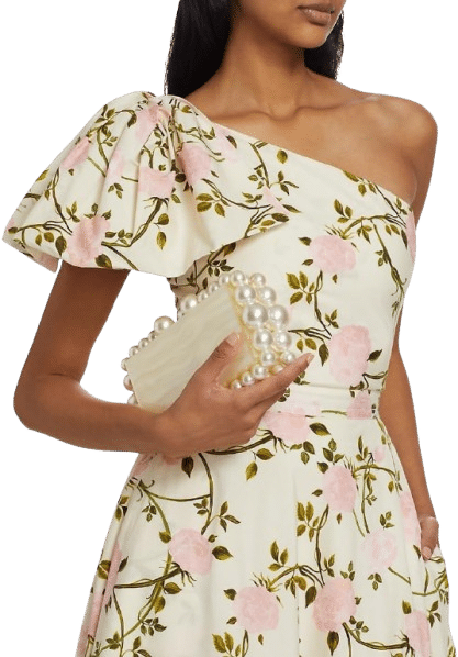 Giambattista Valli, Rose Printed Poplin One-Shoulder Cocktail Dress