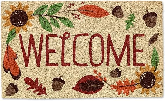 DII Natural Coir Fiber Welcome Mat with Fall Leaf Design
