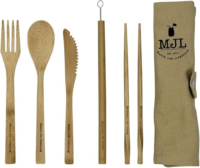 Bamboo Cutlery Set with Travel Pouch