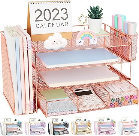Desktop Organizer in Rose Gold