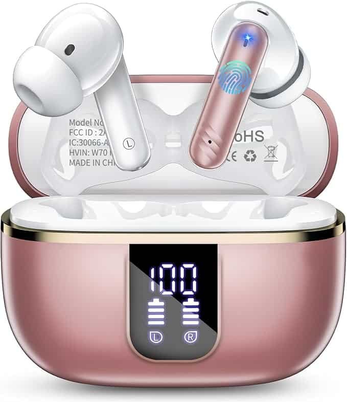 Lightweight Wireless Earbuds in Rose Gold
