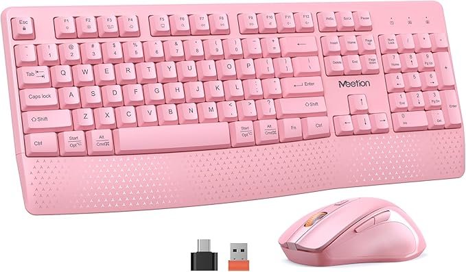 Pink Wireless Keyboard & Mouse Set